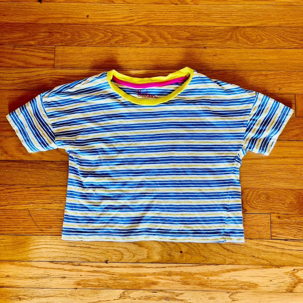 Boden Cropped Striped T-Shirt